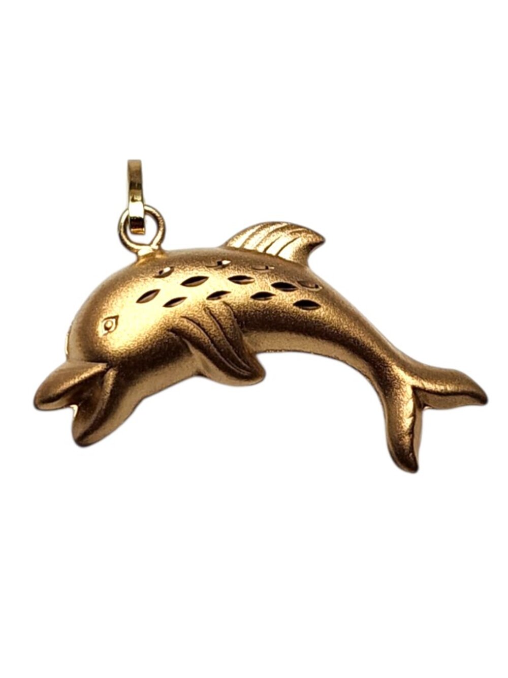 14K Yellow Gold Swimming Dolphin Pendant #25678